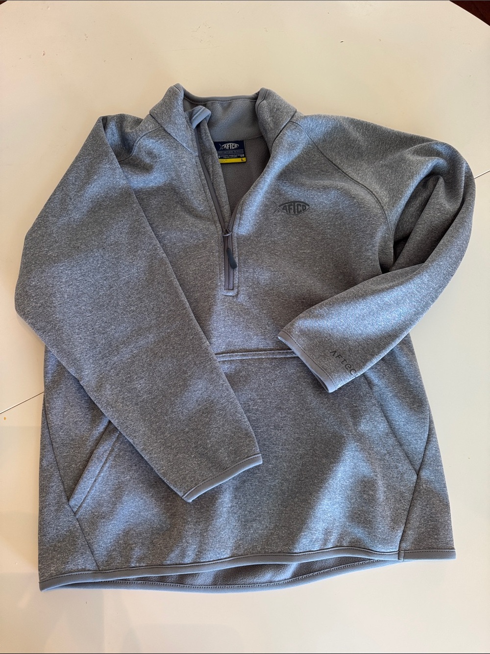 Boys Large AFTCO Heather Gray Quarter-Zip Pullover